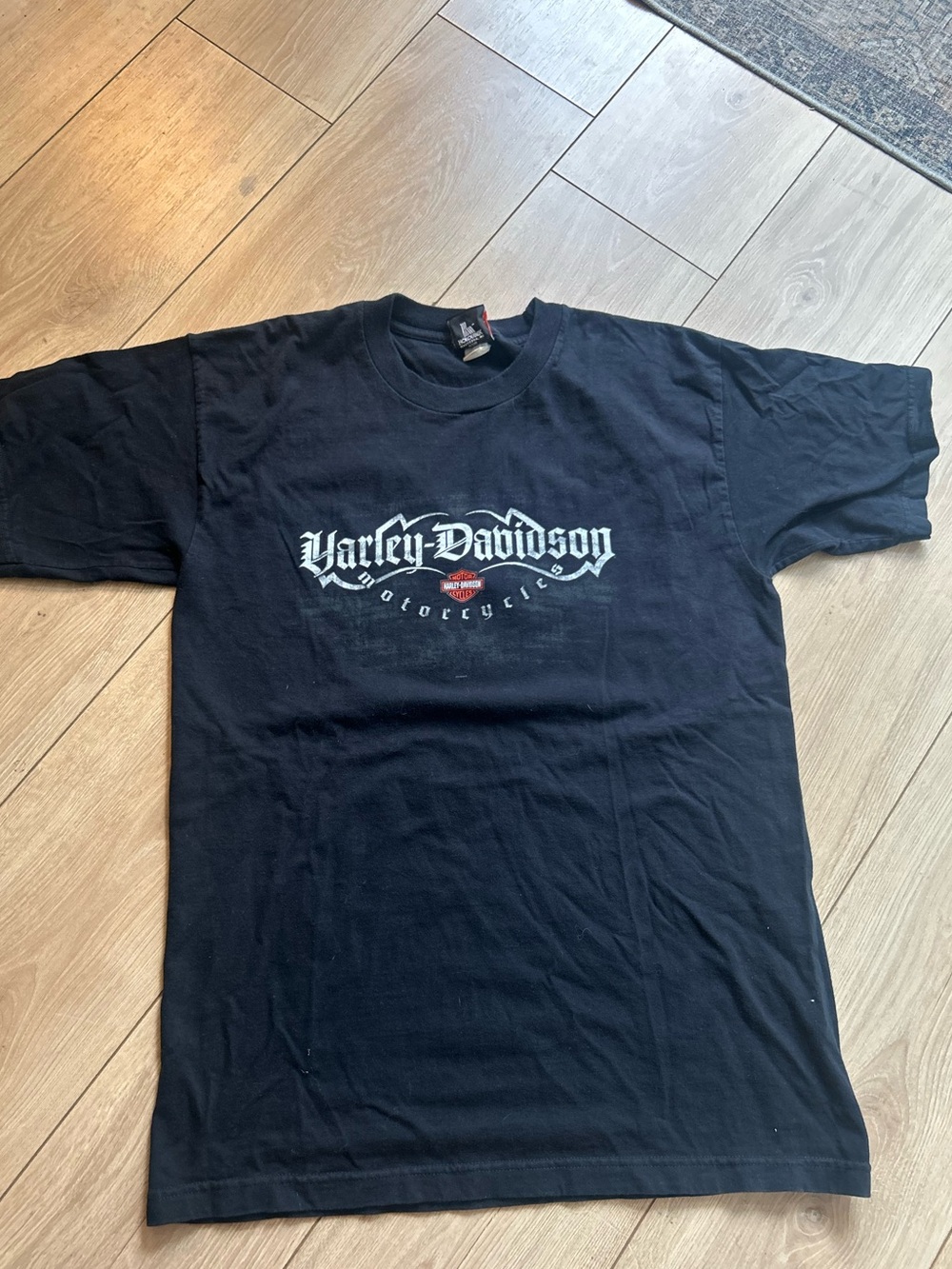 Harley-Davidson Black Short Sleeve Logo Tee with White Script